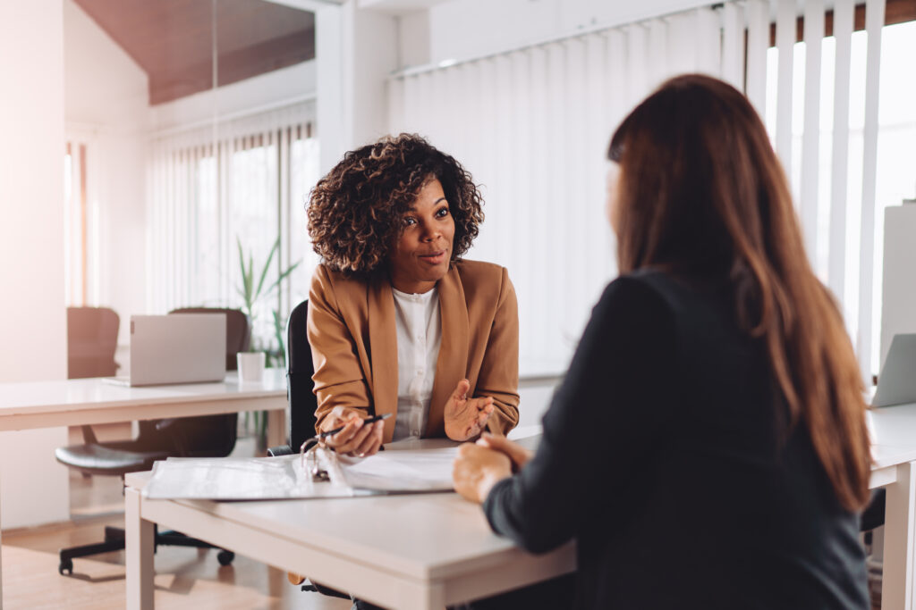 Young woman doing a job interview