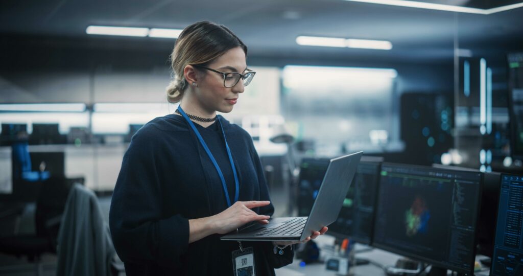 woman working on a laptop