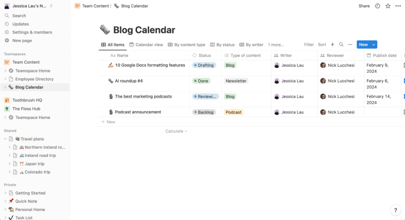 Screenshot Notion